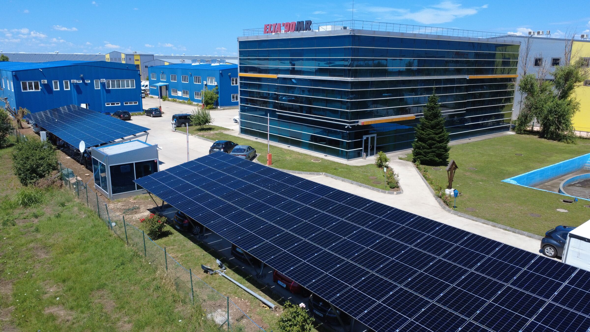 Sediul Elta 90 Medical Research și carportul fotovoltaic, Chiajna, județul Ilfov